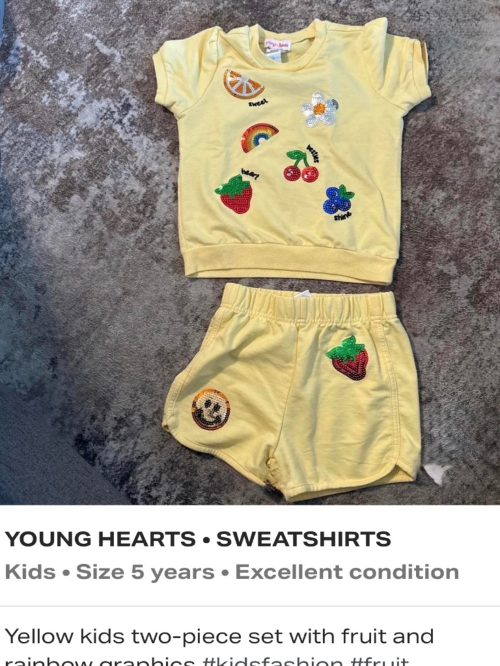 Yellow 2 piece shorts sweatsuit set